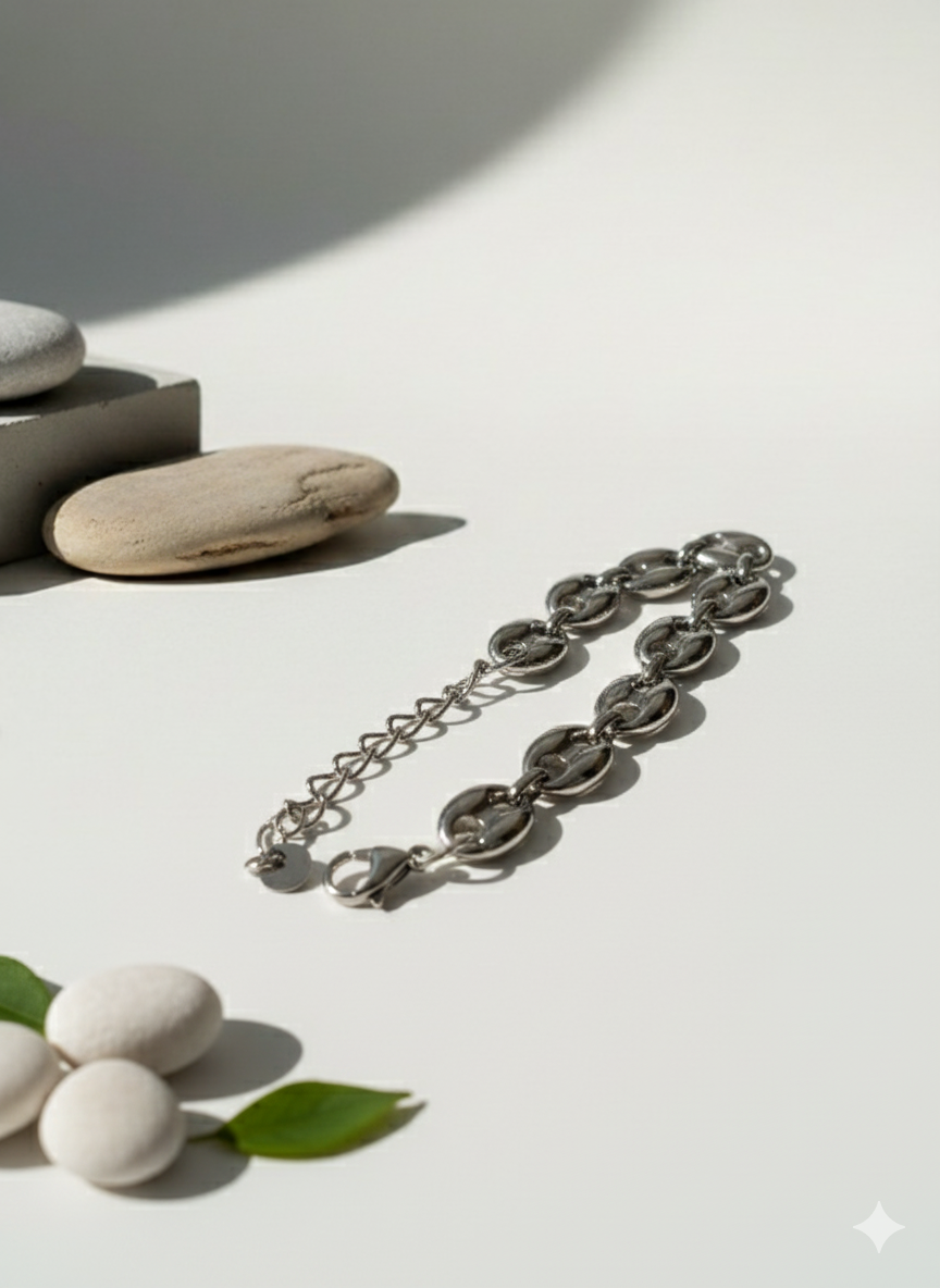 Pulsera Plateada GC Eslabón grueso.