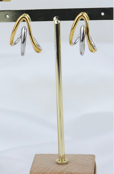 Arracada de Diseño Geométrico Bicolor