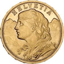 20 Swiss Francs Gold Coin, Helvetia Vreneli - Mixed Years.
