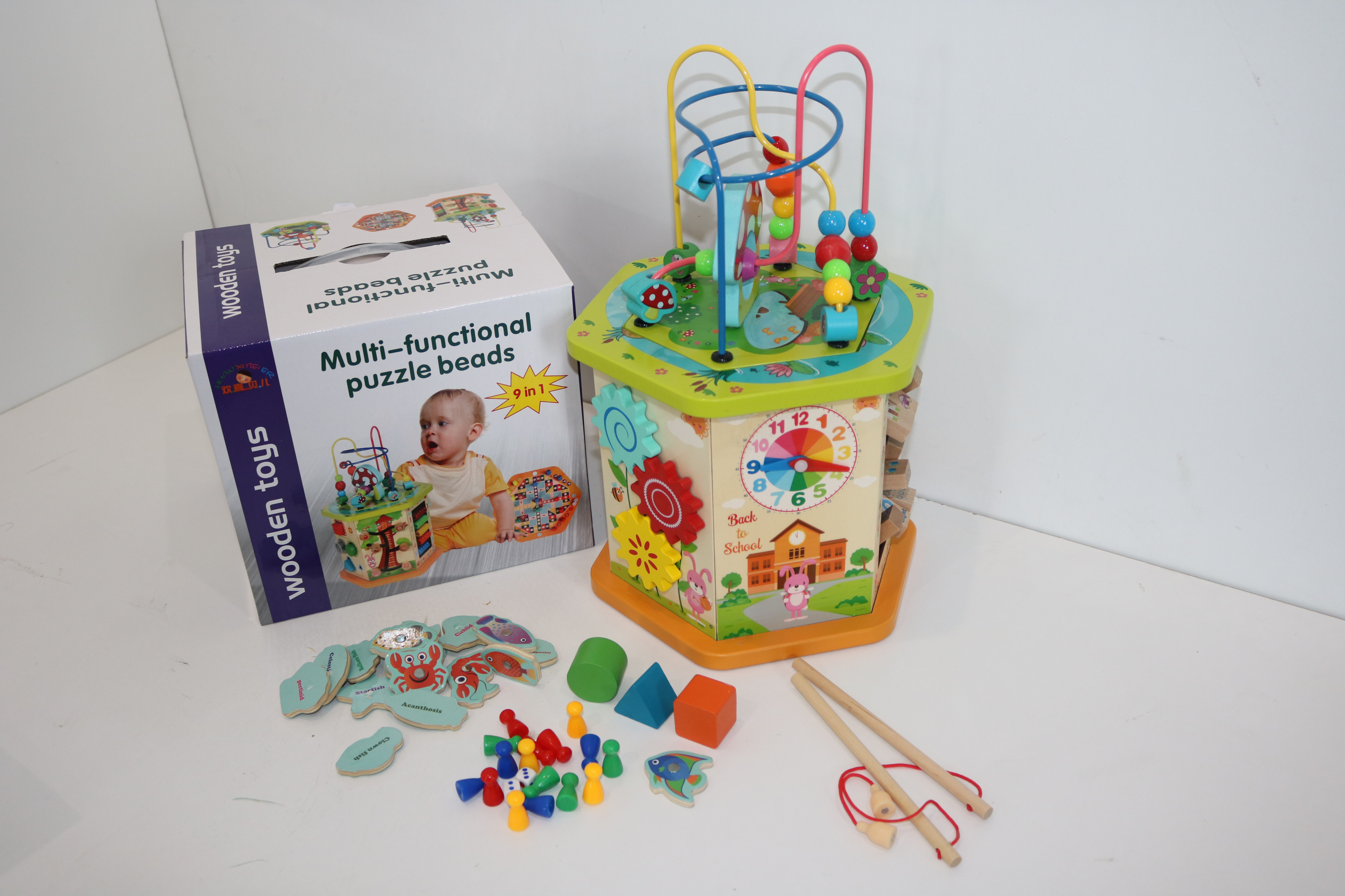 Multi-functional Wooden Activity Cube