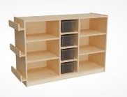Wooden Storage Shelf with Bins
