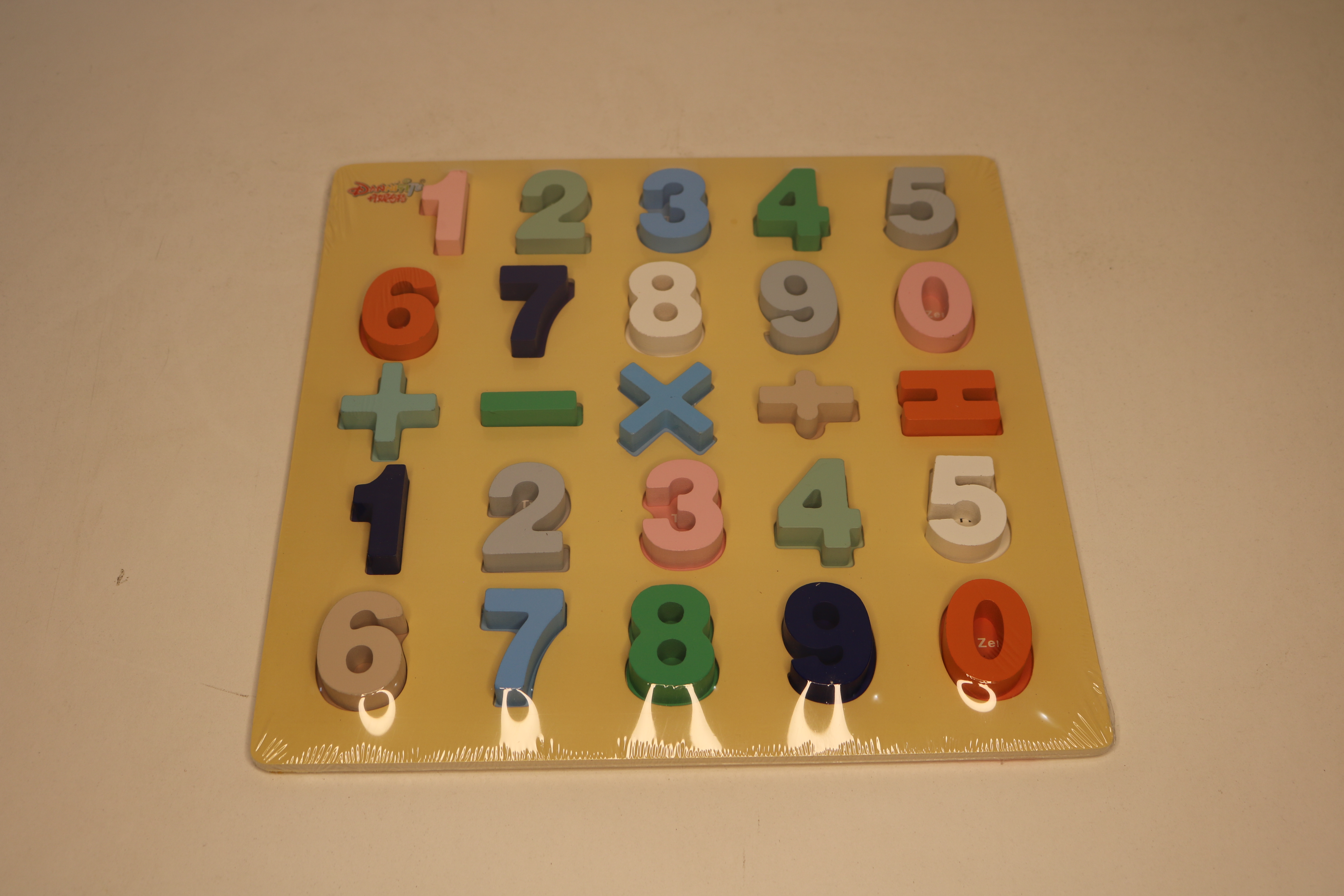 Wooden Number and Math Symbol Puzzle Board