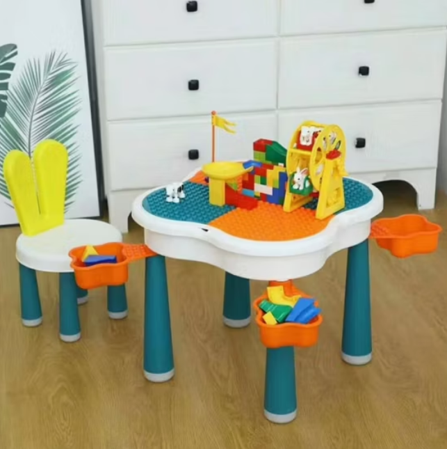 Children's Activity Table with Building Blocks