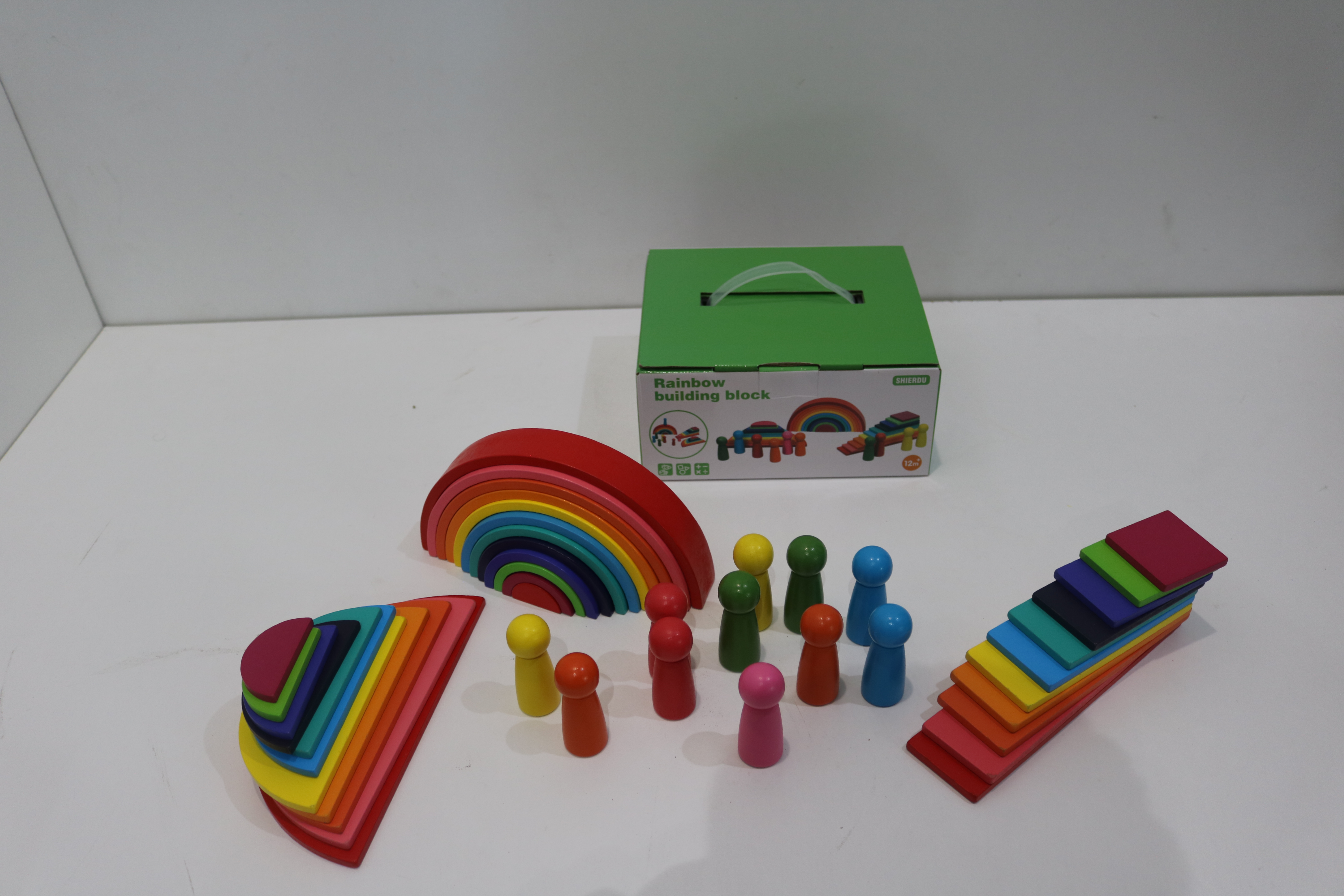 Wooden Rainbow Stacking Blocks Set
