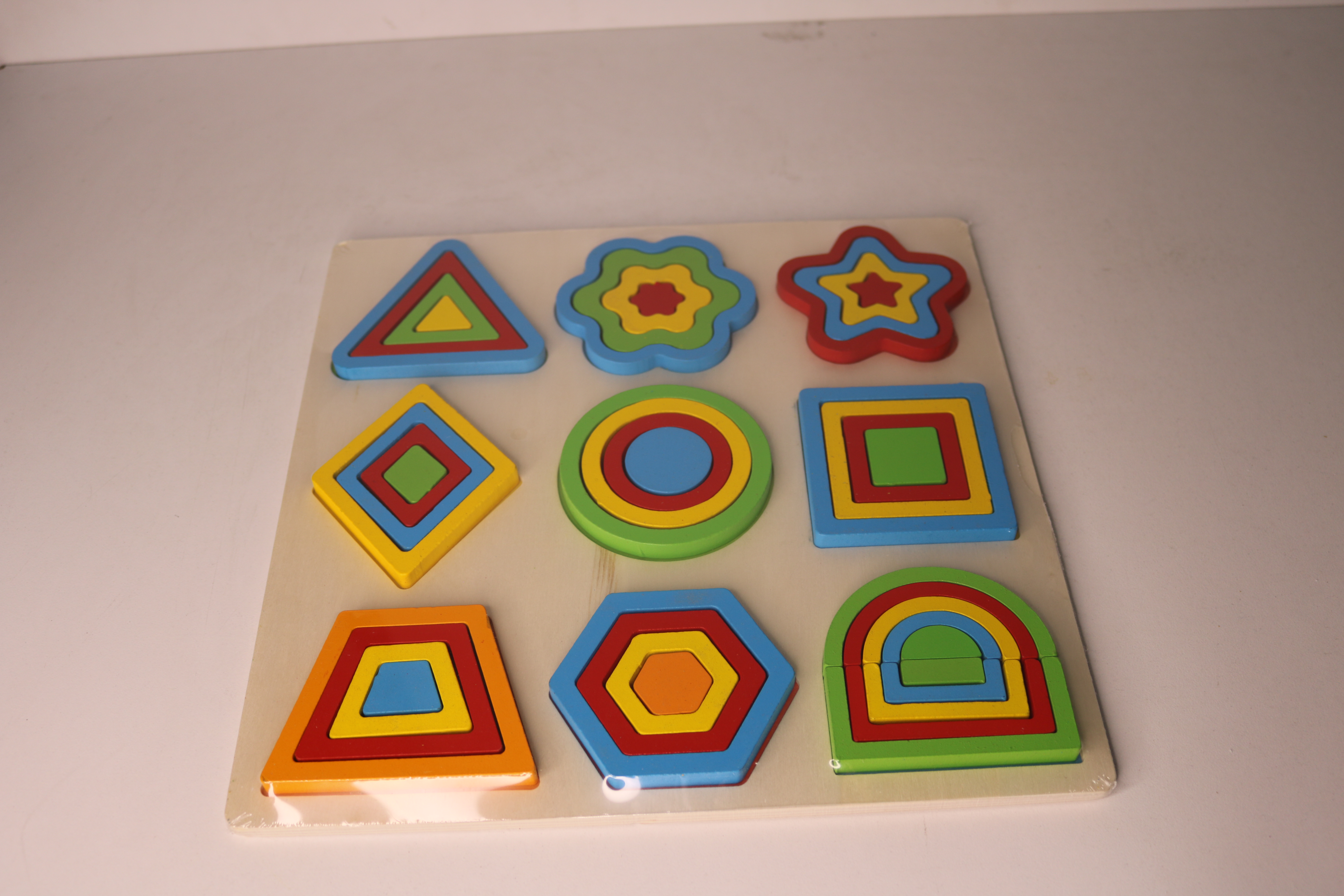 Multi-color Wooden Shape Puzzle Board