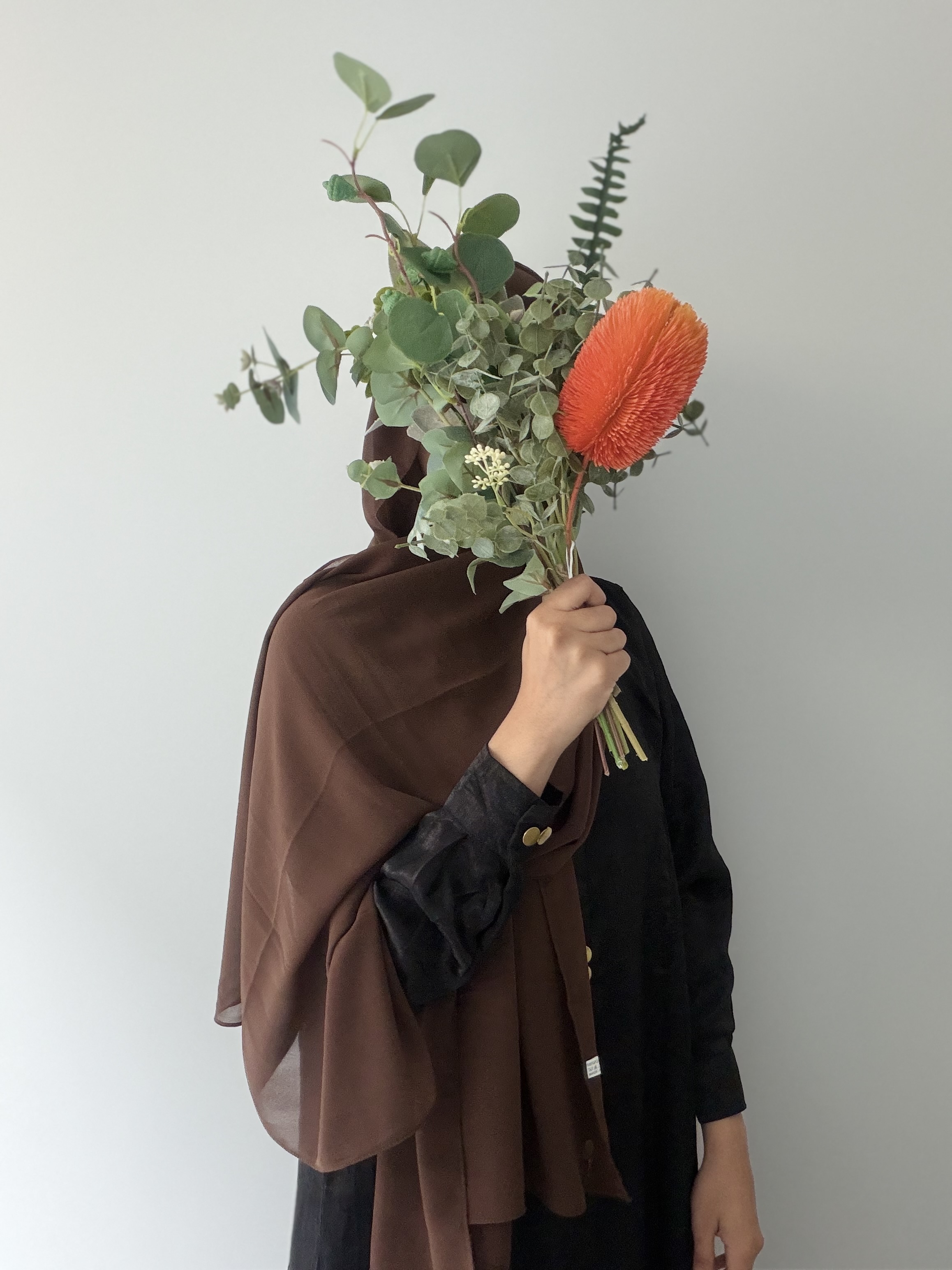 Coffee Brown Instant Chiffon with Inbuilt Magnets