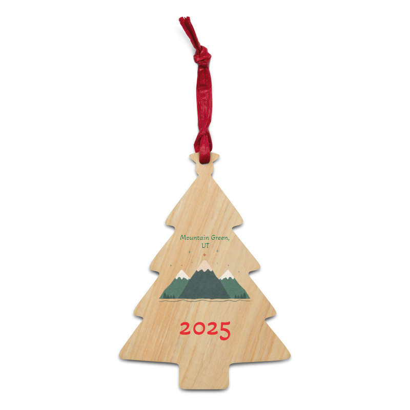 Mountain Green 2025 Wooden Ornament