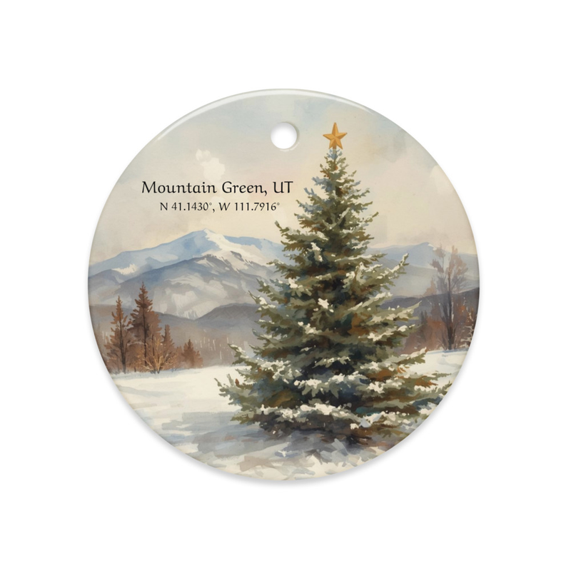 Mountain Green Ceramic Ornament