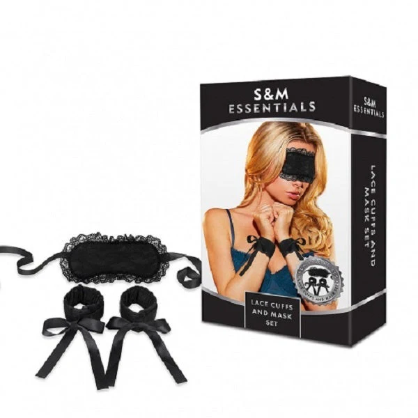 S&M Essentials (USA) Set di polsini in pizzo e maschera (manette in pizzo e benda)