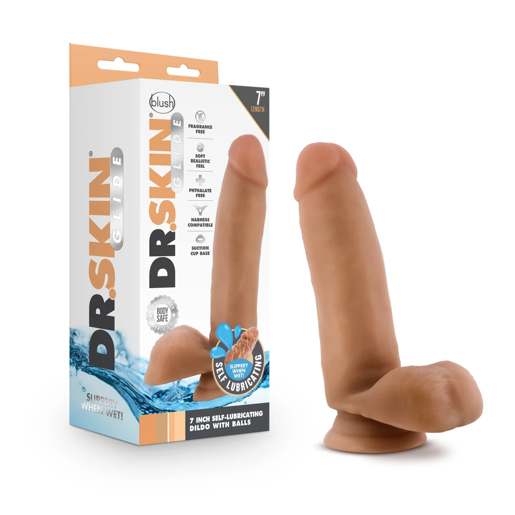 Dildo autolubrificante Blush Dr. Skin Glide da 7 pollici