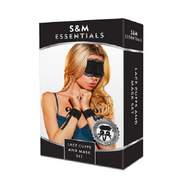 S&M Essentials (USA) Set di polsini in pizzo e maschera (manette in pizzo e benda)