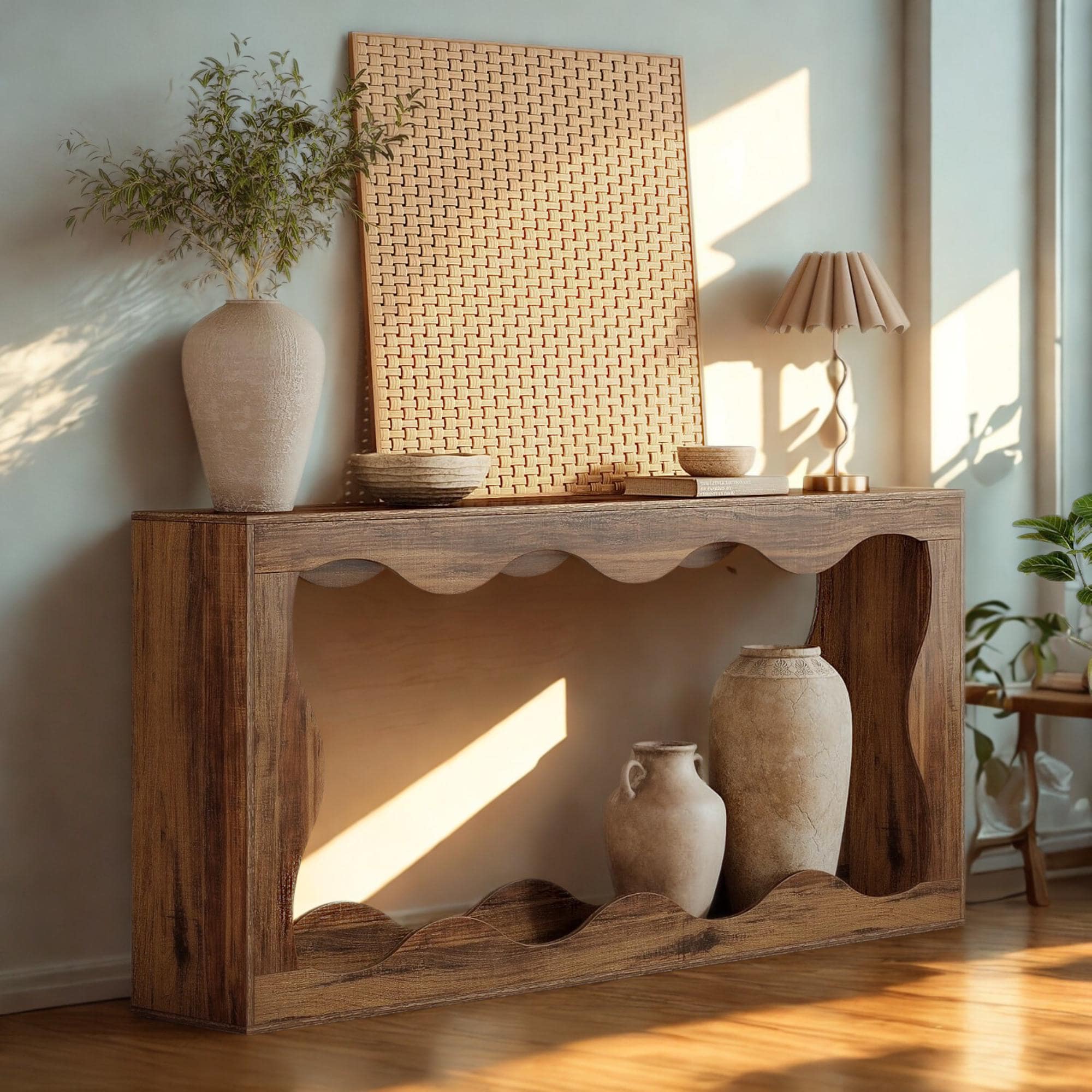 Farmhouse Console Table with Storage: 63-Inch Entryway Sofa Table