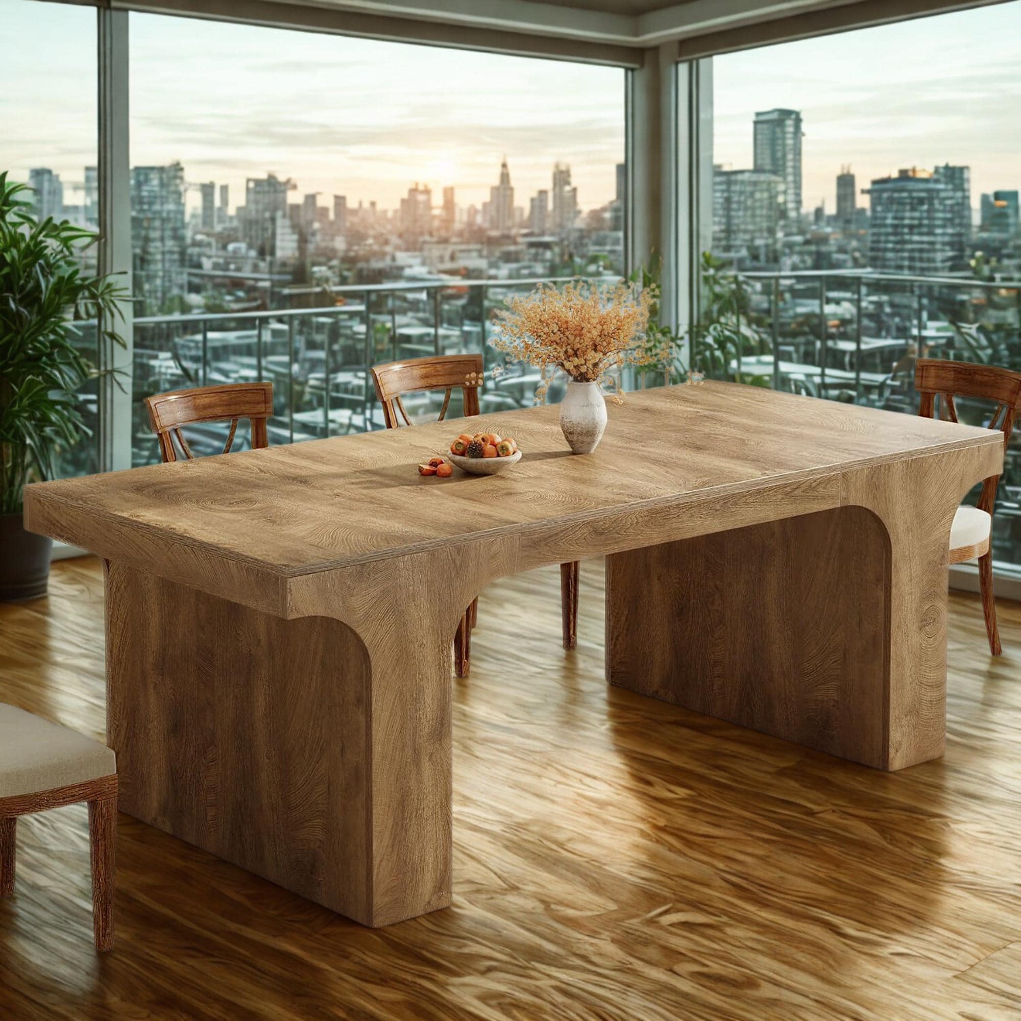 Dining Table | 71” Rectangular Wooden Farmhouse Kitchen Table for 6–8 People