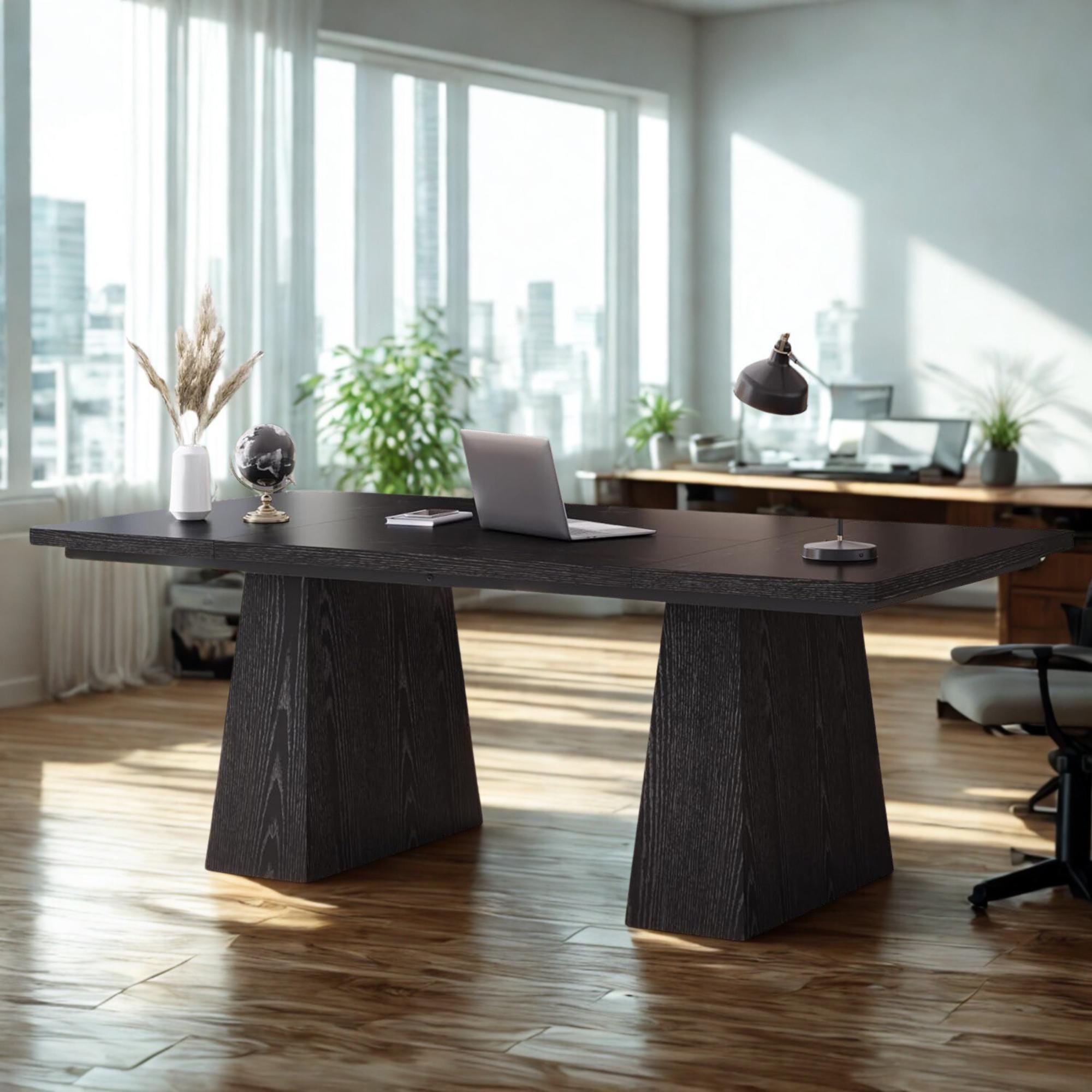 63-Inch Executive Desk: Modern Double Pedestal Computer Workstation