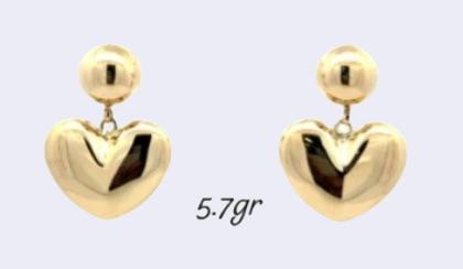 Aretes de Corazón 14k 