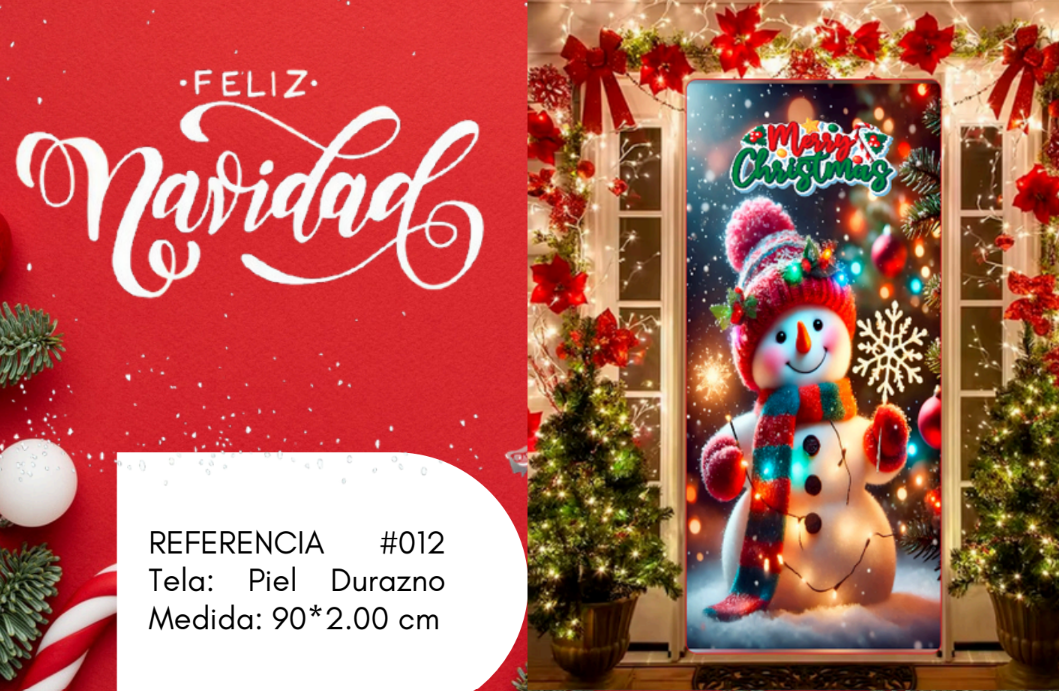 Tela de Navidad con muñeco de nieve