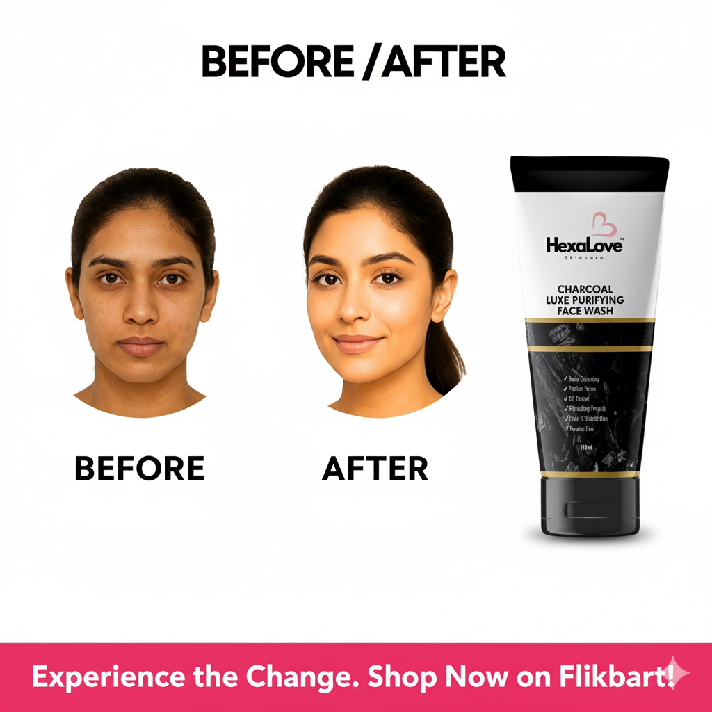 HexaLove Charcoal Luxe Purifying Face Wash