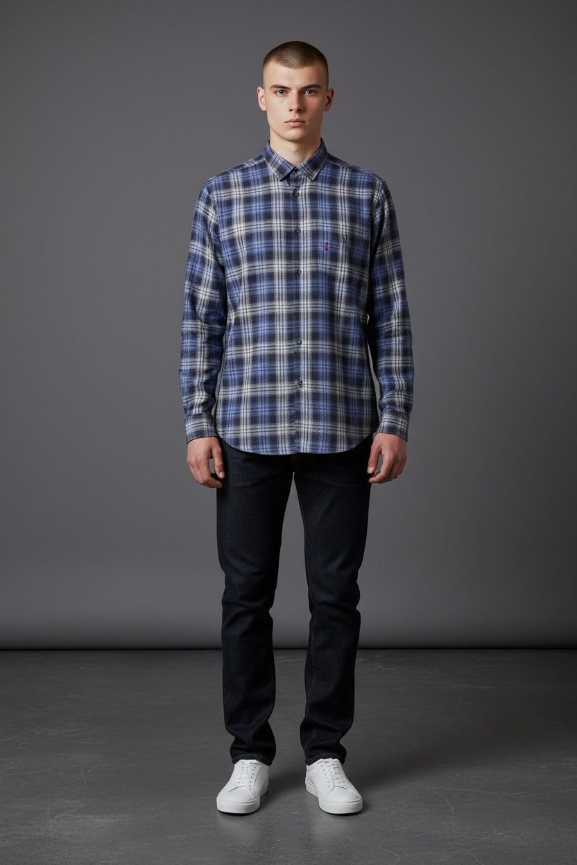 Mėlyni languoti marškiniai