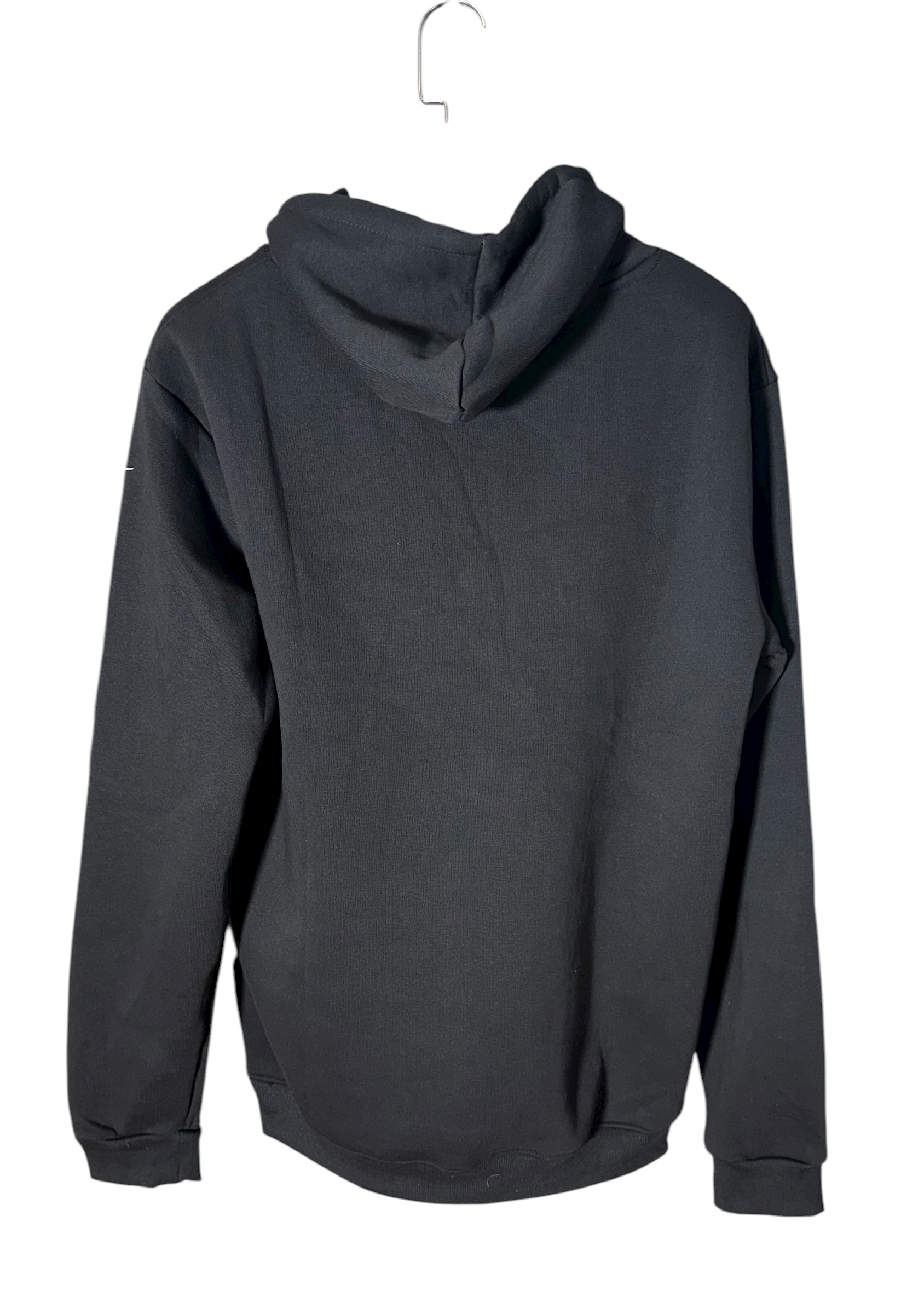 Juodos spalvos džemperis su gobtuvu