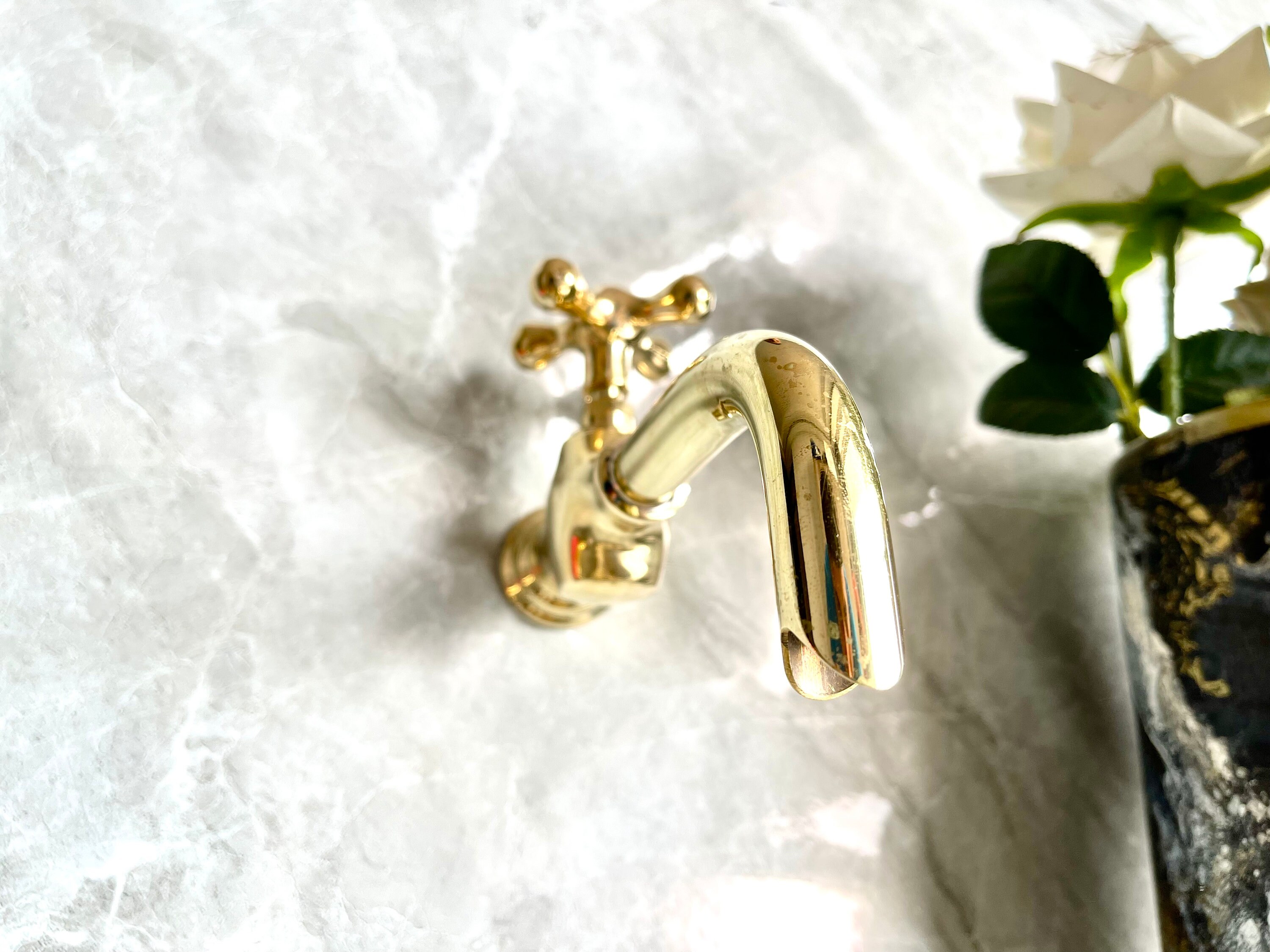 Wall Faucet Brass Water tap, Water Spigot Antique garden tap Wall Mounted pure brass faucet garden tap Handcrafted Brass Wall Tap