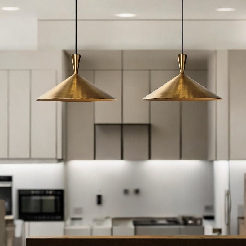 SET OF 2 Hammered Brass Dome Light Fixtures, Kitchen Island Pendant Lights,Pendant Lights with a hammered surface details