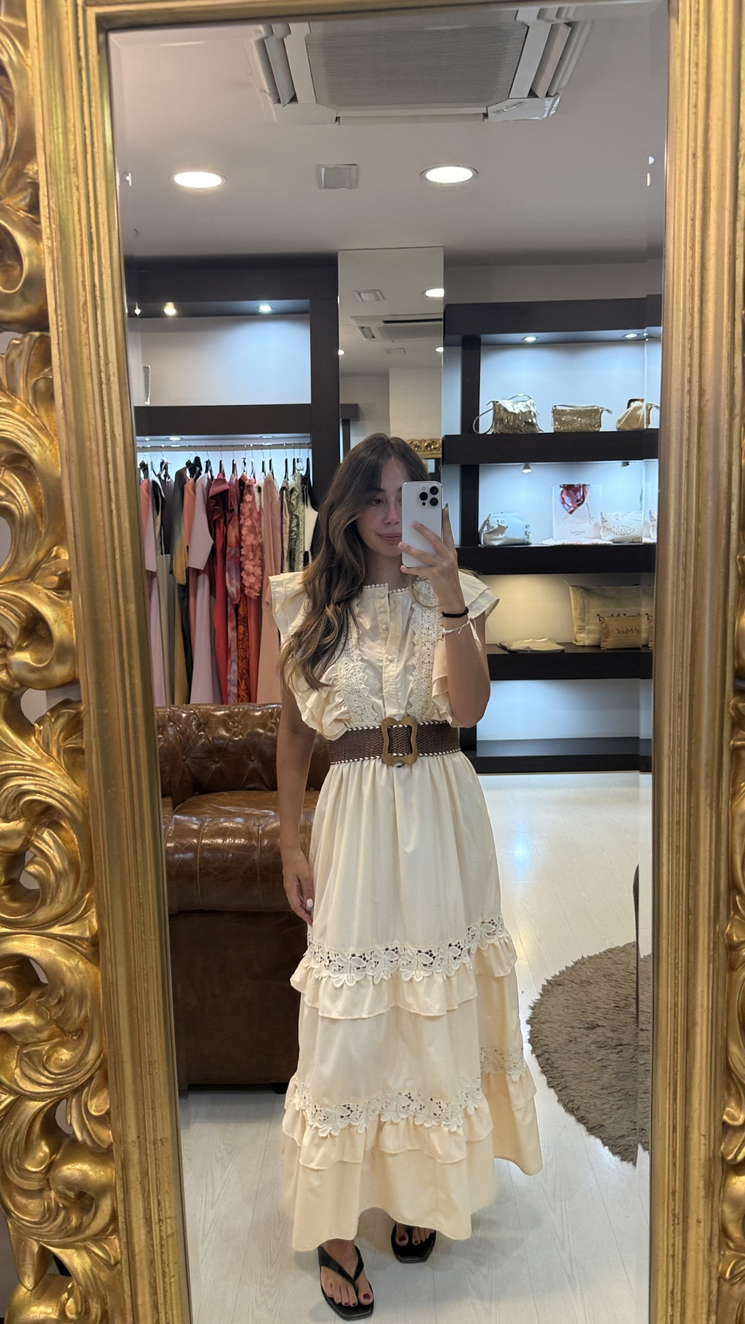 Vestido largo bohemio crema