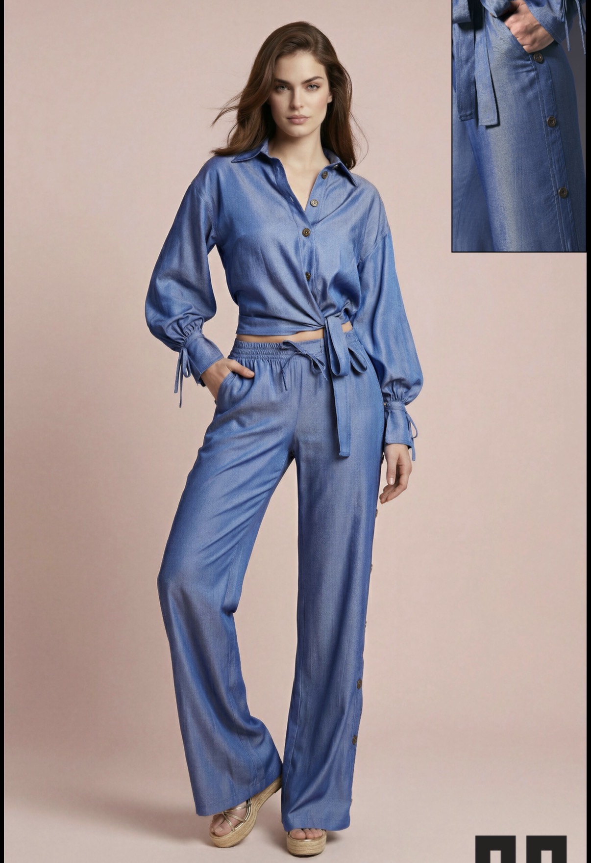 Conjunto de camisa y pantalón azul