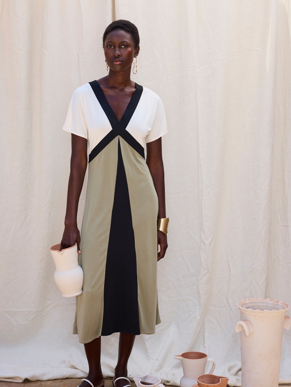 Vestido midi geométrico
