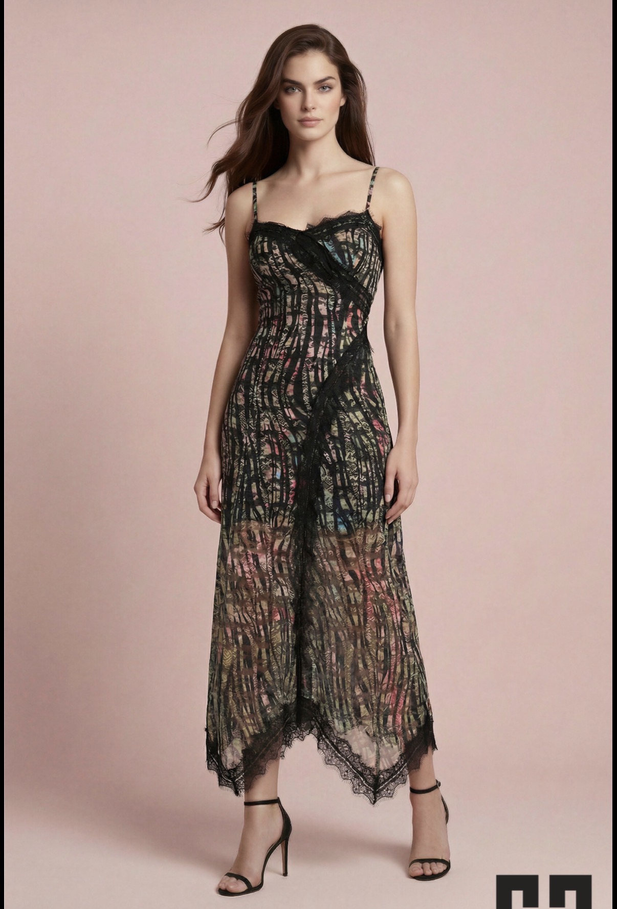Vestido largo encaje negro