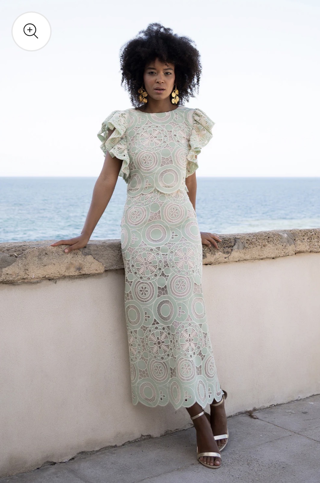 Conjunto largo de encaje pastel