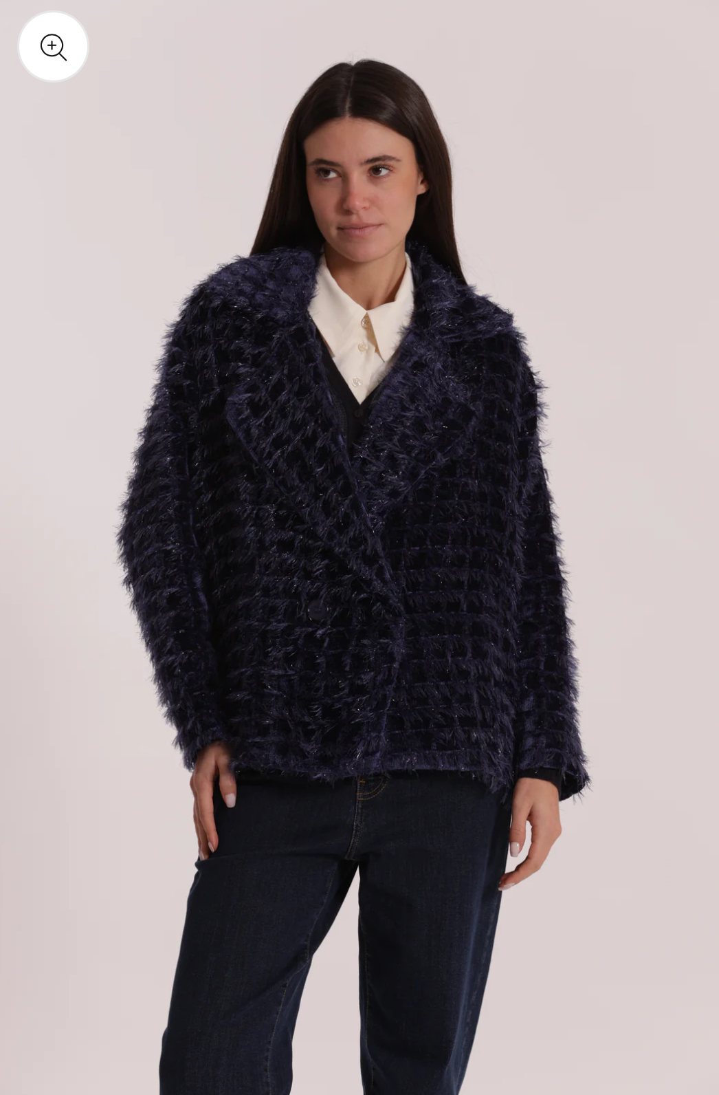 Abrigo de peluche azul marino