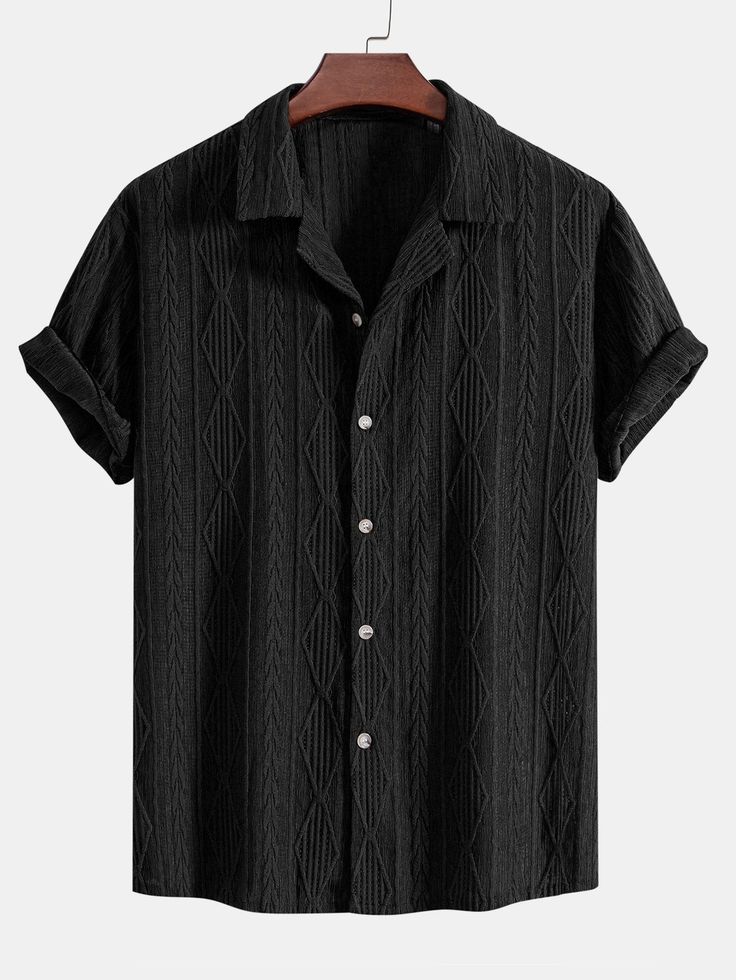 Men's Black Casual Short Sleeve Shirt