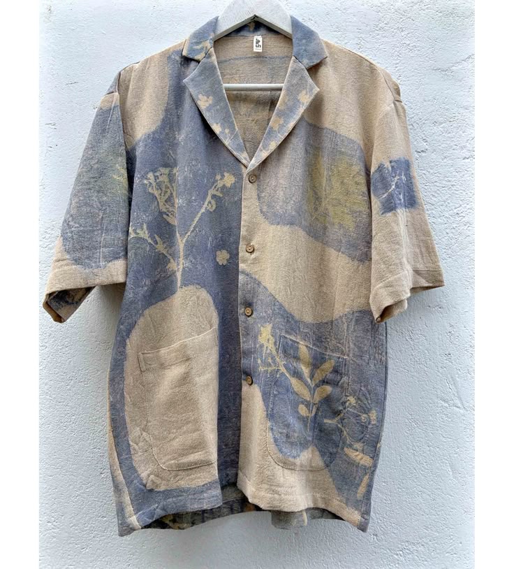 Vintage Botanical Print Linen Shirt