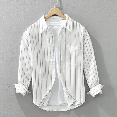 Men's White Striped Casual Shirt