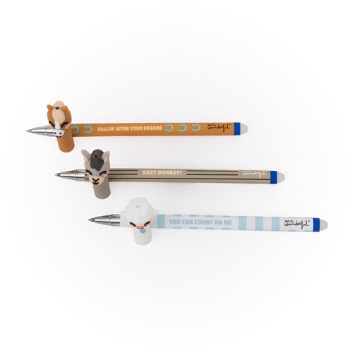 Caneta Apagável Mr Wonderful Bo-Bo Quinta: Ovelha, Burro e Cavalo - 3 Unidades