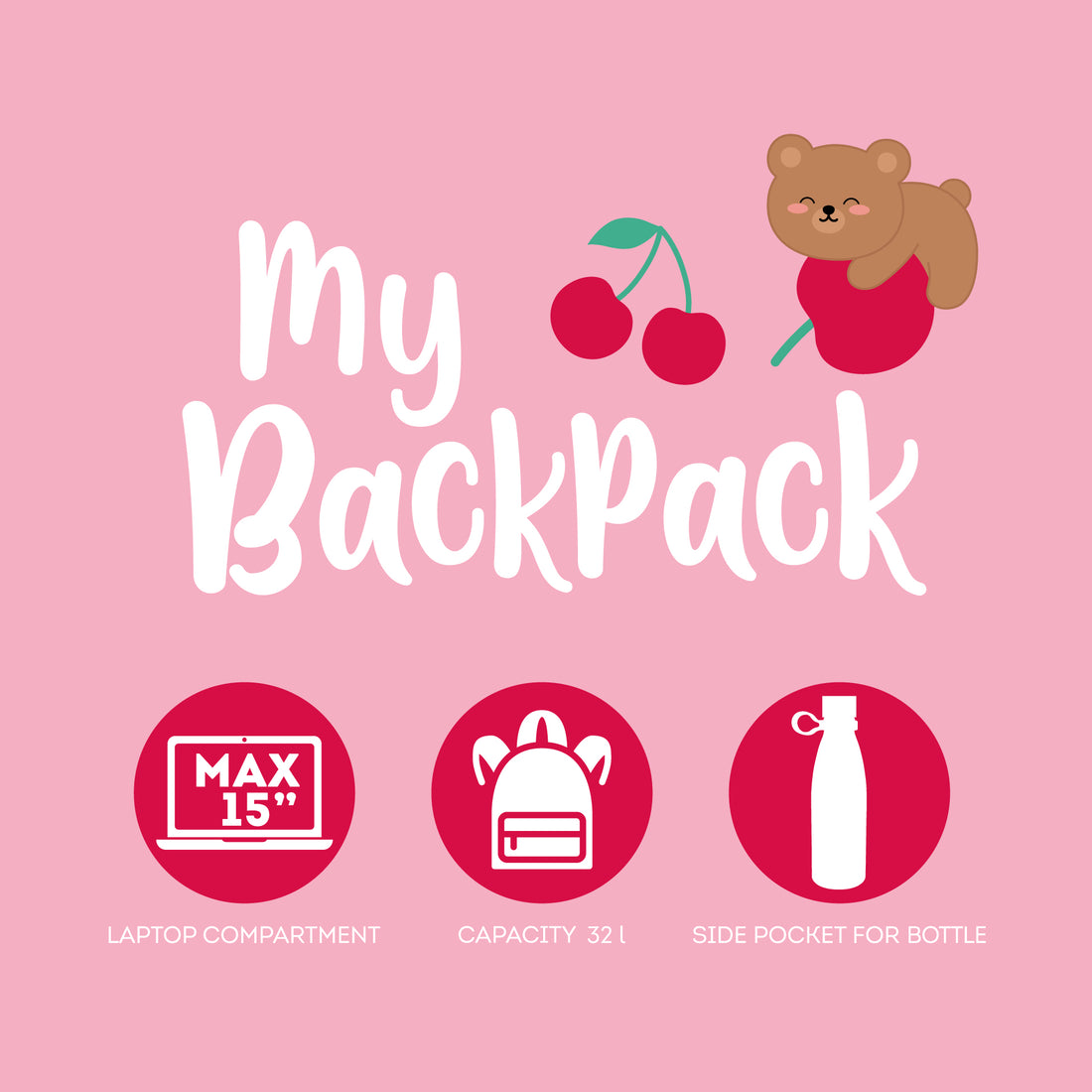 Mochila Legami - Teddy Bear Cherry