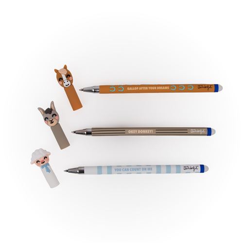 Caneta Apagável Mr Wonderful Bo-Bo Quinta: Ovelha, Burro e Cavalo - 3 Unidades