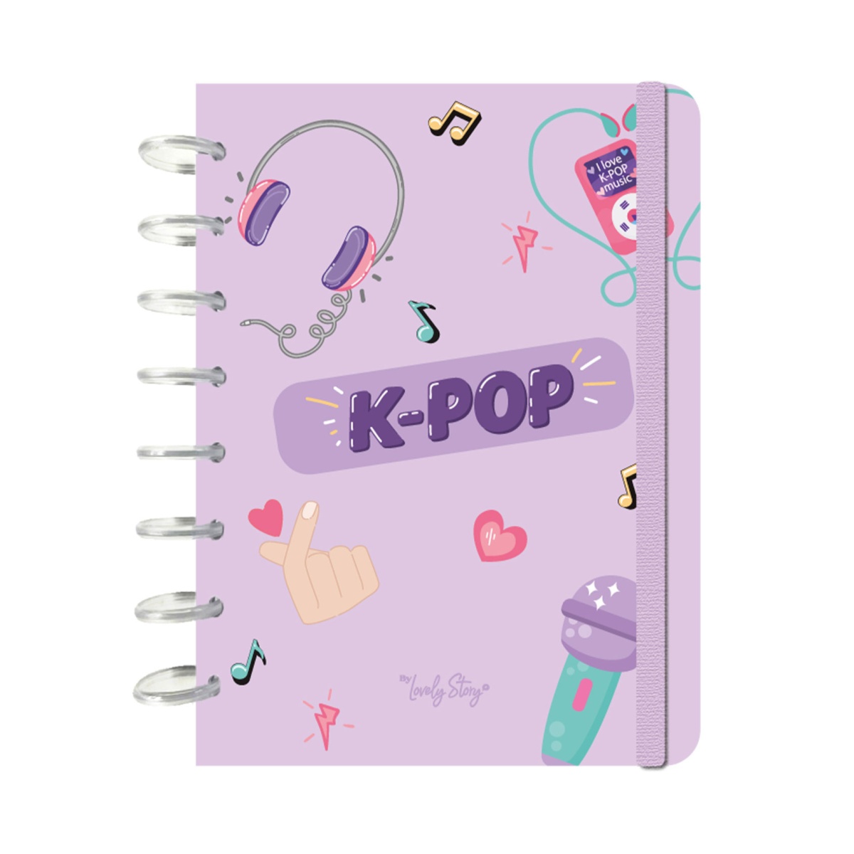 Caderno de folhas reposicionáveis A5 pautado 100 folhas 100g Lovely Story K-POP 