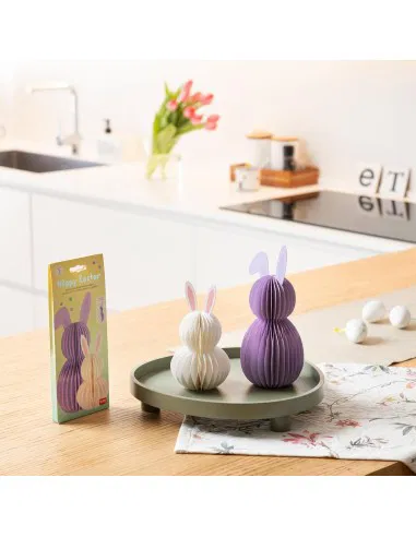 Conjunto de 2 coelhinhos de papel dobráveis ​​para a Páscoa