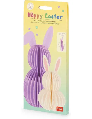 Conjunto de 2 coelhinhos de papel dobráveis ​​para a Páscoa