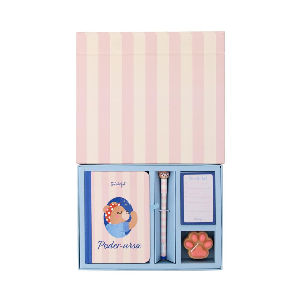 Conjunto com Caderno A6 + Vela + Bloco + Esferográfica Bo-bo - Poder-osa