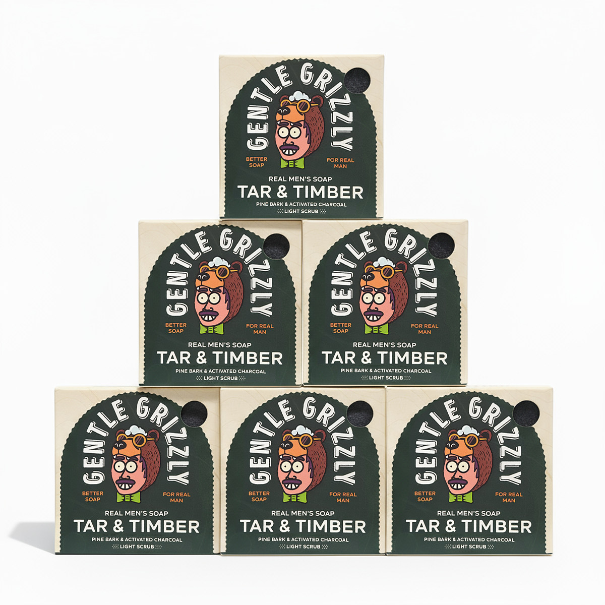 6x Gentle Grizzly Soap Bar: Tar and Timber