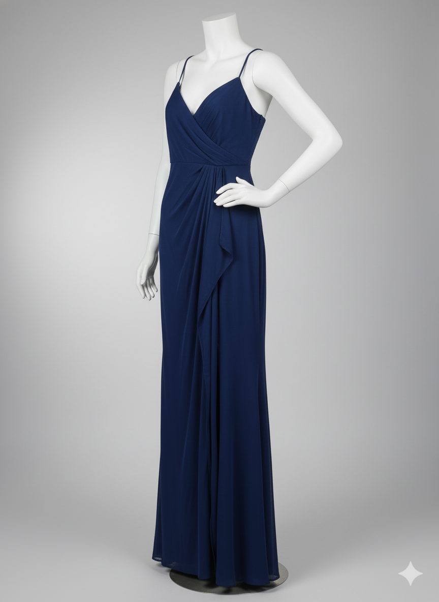 Robe longue élégante bleu marine