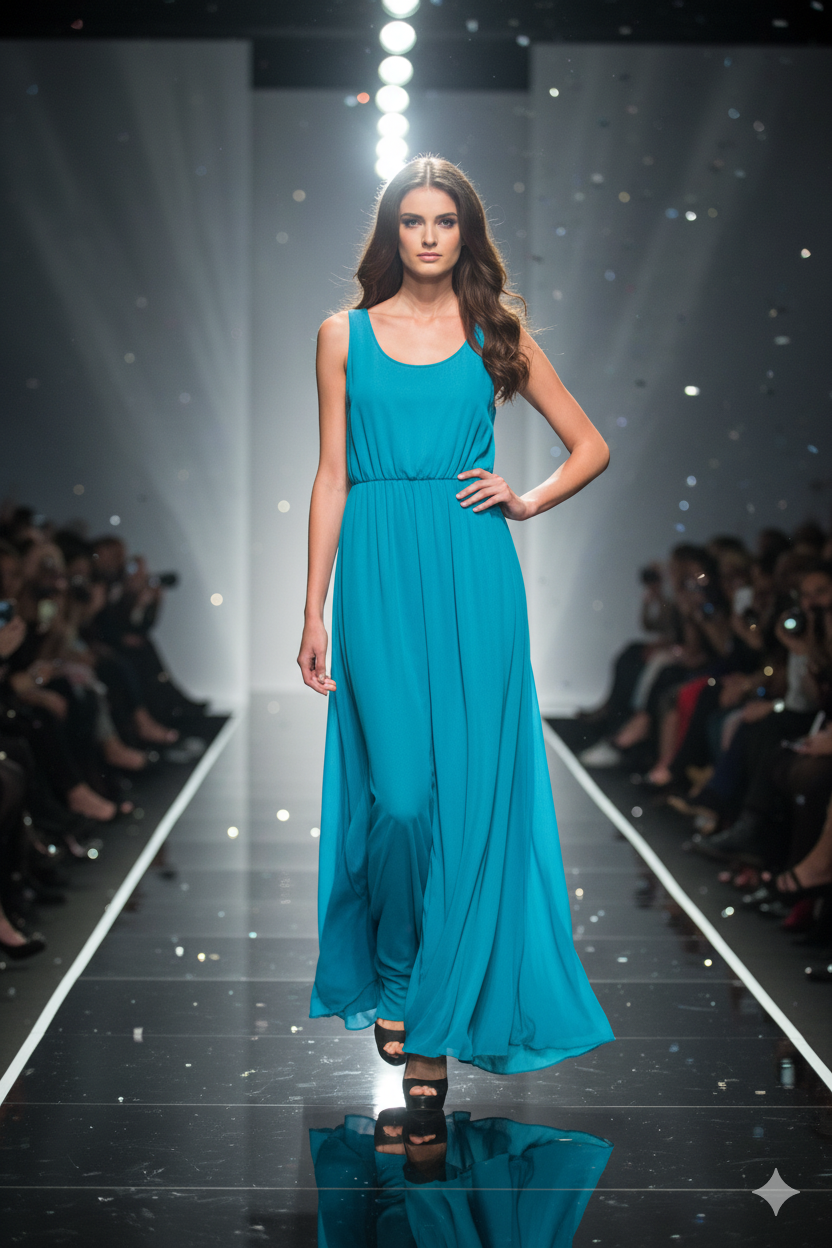 Robe longue bleu turquoise