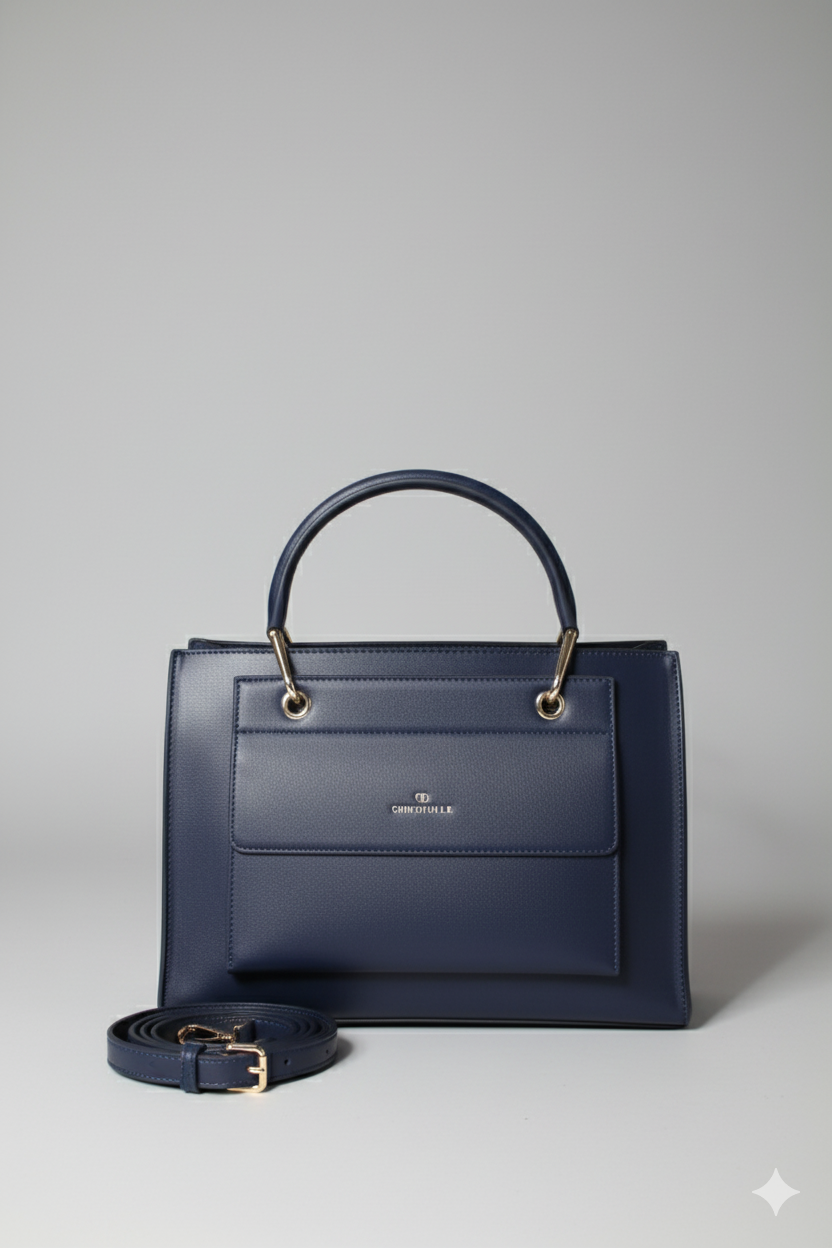 Sac à main en cuir bleu marine