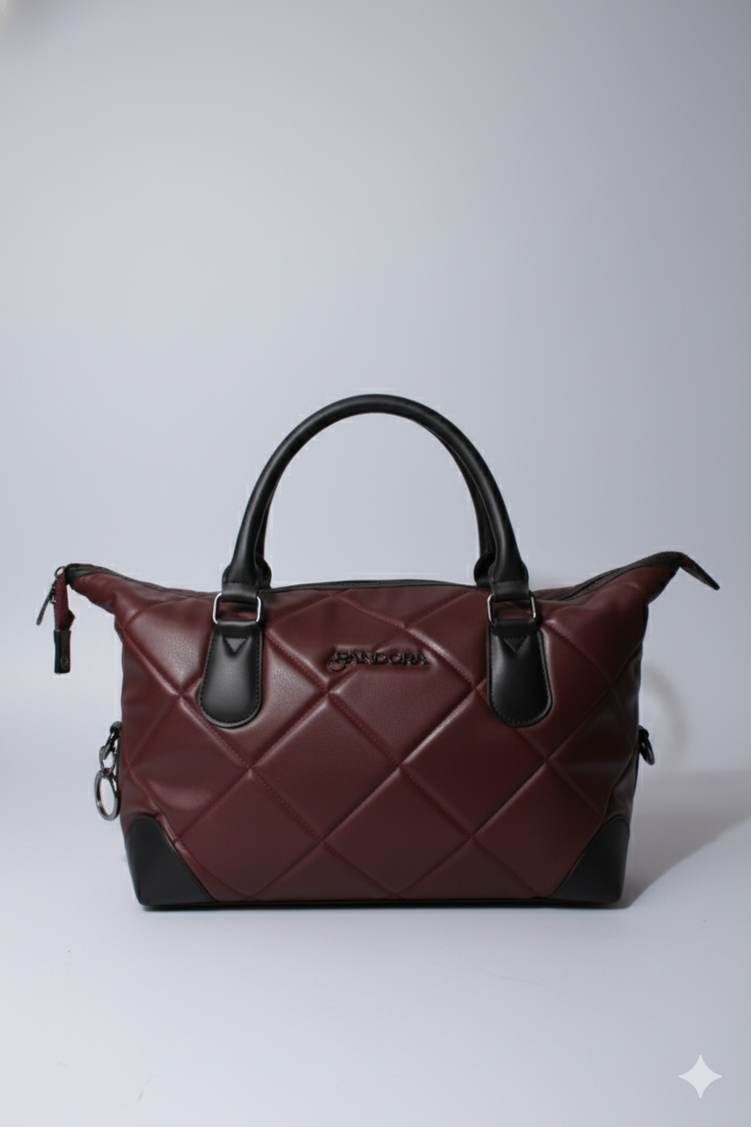 Sac à main en cuir bordeaux