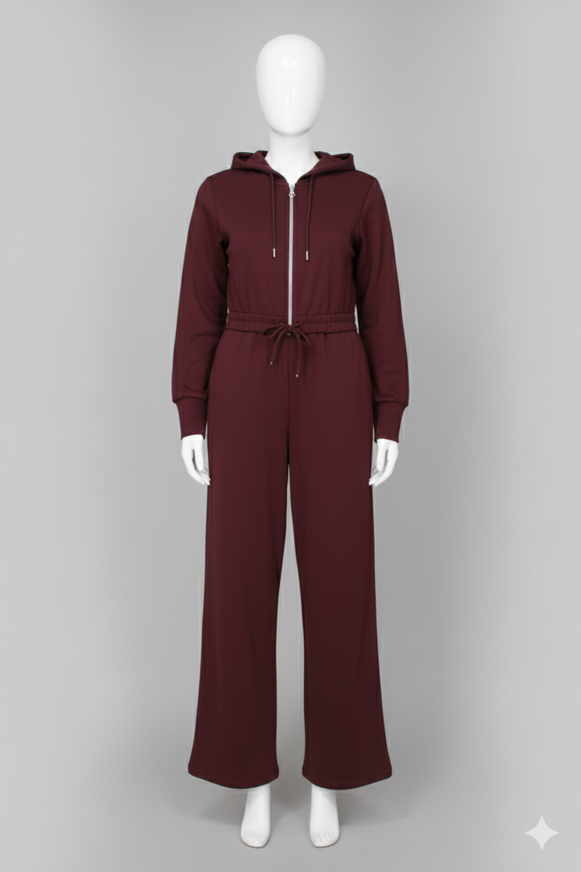 Combinaison à capuche bordeaux