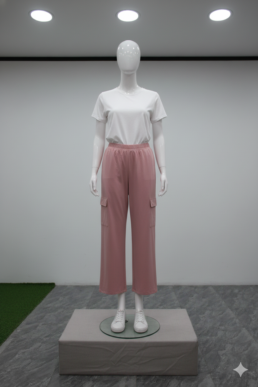 Pantalon cargo rose