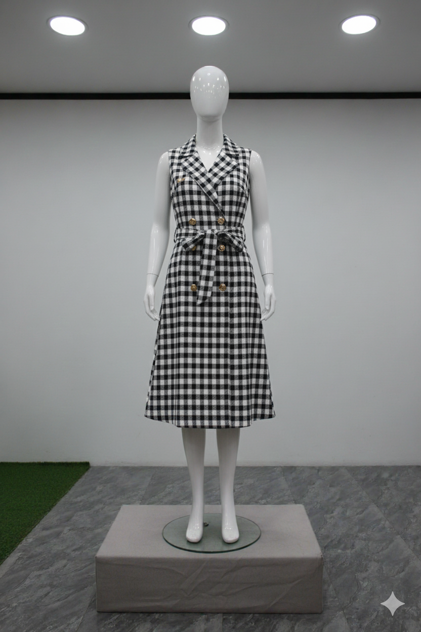 Robe à carreaux noir et blanc