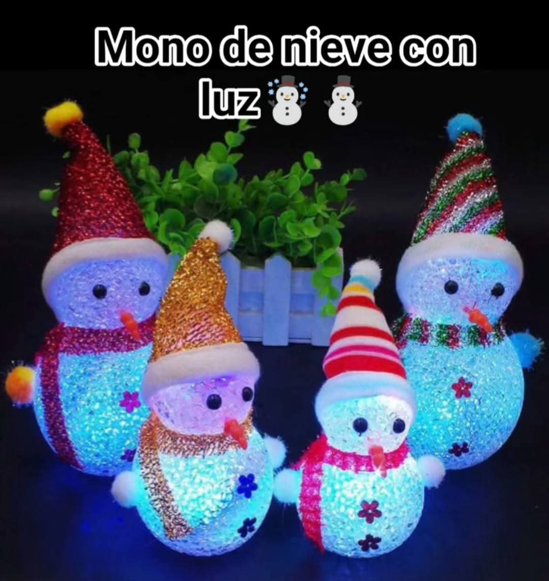Mono de nieve con luz